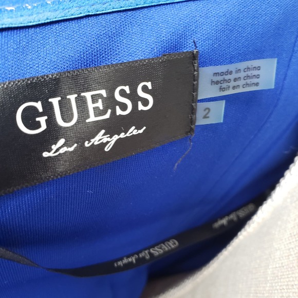 Guess Strapless Fit & Flare Dress 2 Embellished Beaded Lace Trim Sweetheart Blue - Picture 3 of 10